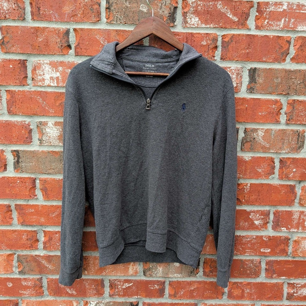 Polo Ralph Lauren Quarter Zip Pullover Mens Small Grey Heather Mock Neck